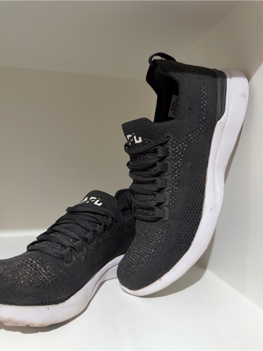 Apl Black Knit Slip-On Sneakers With White Sole